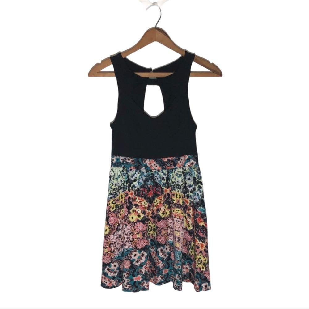 Material Girl Black and Floral Sleeveless Dress M